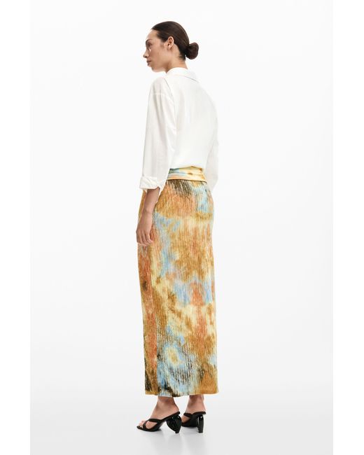Desigual Metallic Long Skirt Texture, Polyester