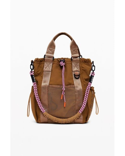 Desigual Brown Multi-Position Backpack With Drawstrings, Polyamide