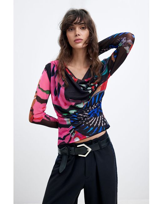Desigual Multicolor Printed Knit T-Shirt M. C. Lacroix, Polyester