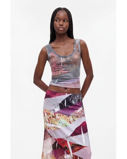 Desigual Black Asymmetrical Printed Skirt, Polyester