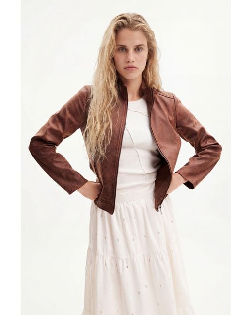 Desigual Red Slim Biker Jacket, Polyester