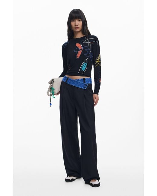 Desigual Blue Tailored Pants Combined