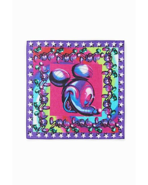 Desigual Blue Mickey Mouse Square Scarf, Cotton