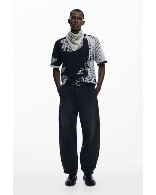 Camiseta Jacquard Estampada Desigual de hombre de color Blue