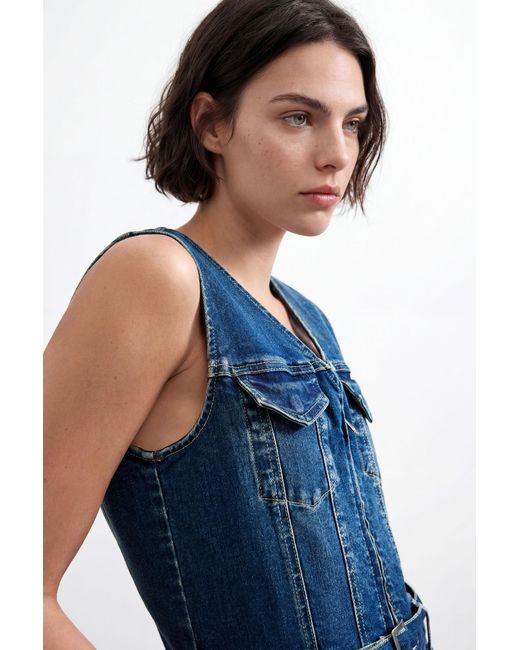 Desigual Blue Sleeveless Denim Dress, Cotton