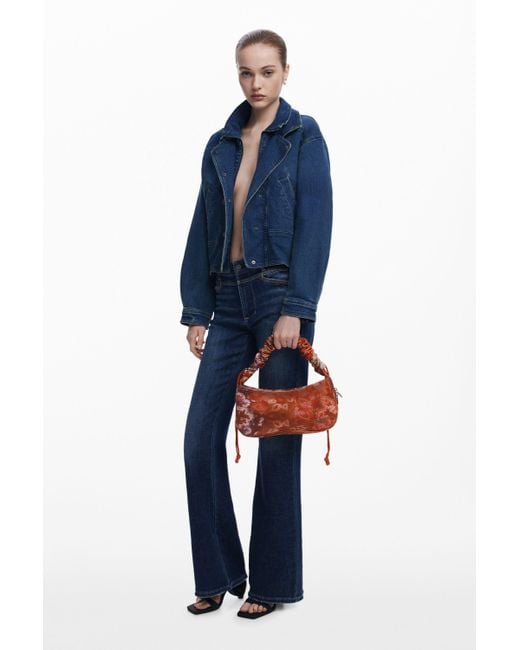 Desigual Orange Medium Floral Texture Crossbody Bag