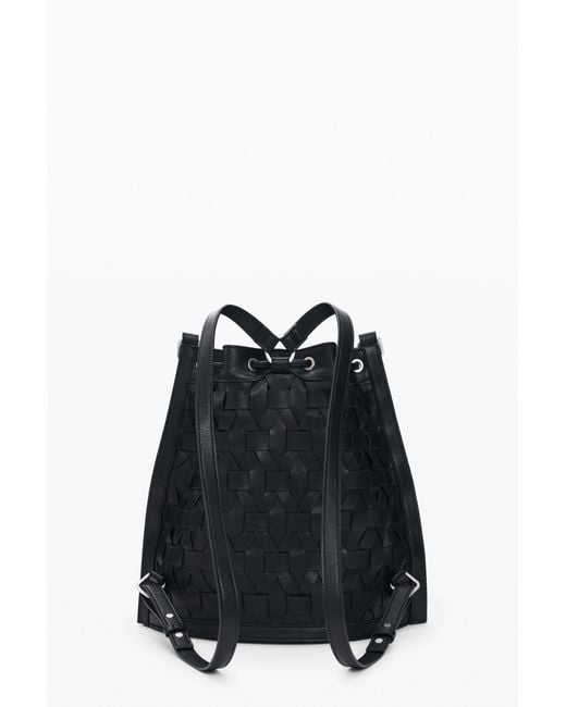 Desigual Black Braided Backpack, Polyurethane