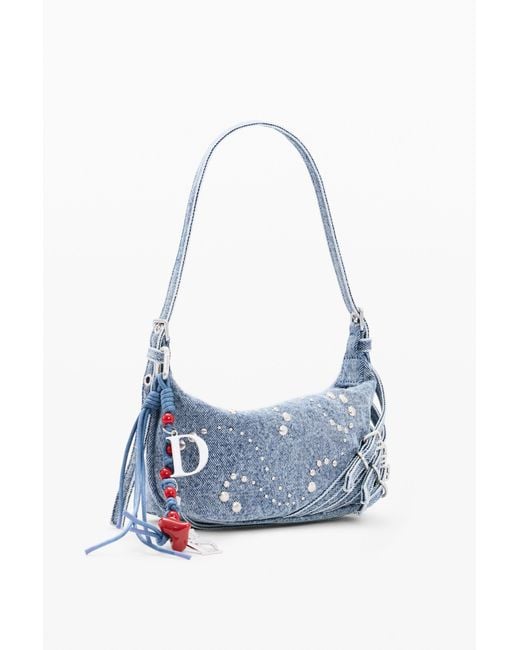 Desigual Blue Small Denim Bag, Cotton
