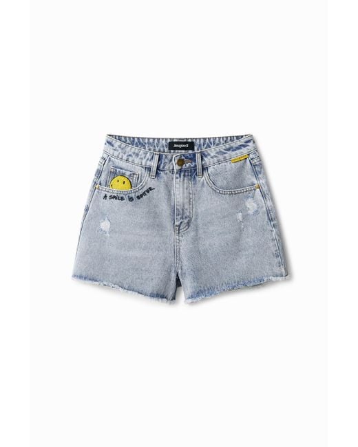 Short Vaquero Smiley Desigual de color Blue