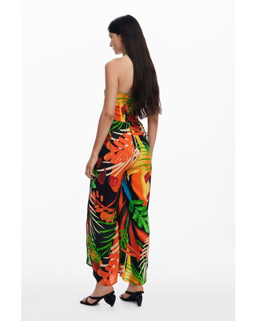 Desigual White Tropical Jumpsuit, Viscose