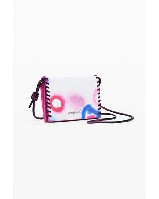 Desigual Red Medium Crossbody Wallet With Stitching, Polyurethane
