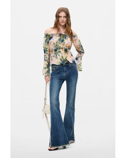Desigual Red Printed Long-Sleeve Blouse, Polyester