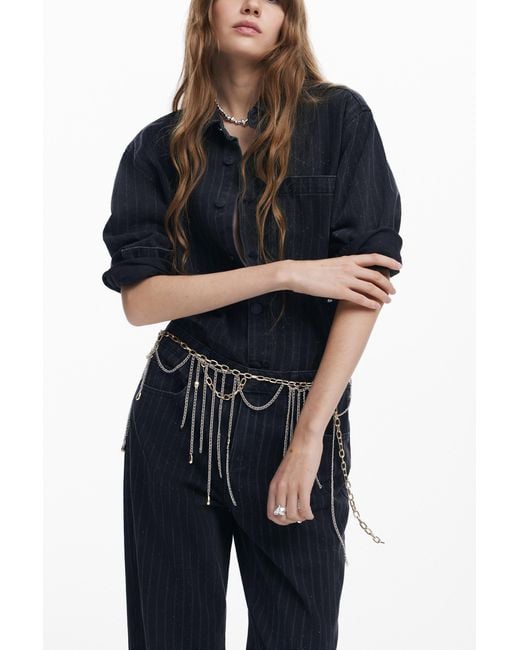 Desigual Blue Straight Jeans With Topstitching