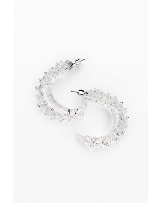 Desigual Black Crystal Hoop Earrings Zalio, Glass