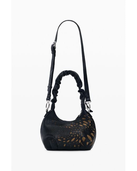 Desigual Black Small Perforated Bag, Polyurethane