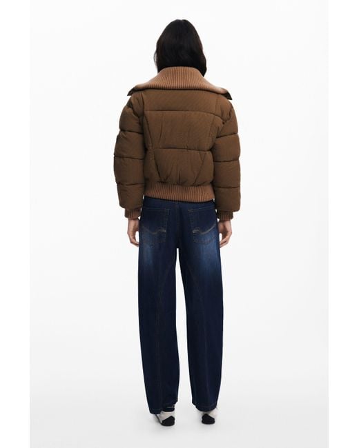 Desigual Brown Padded Bomber Jacket