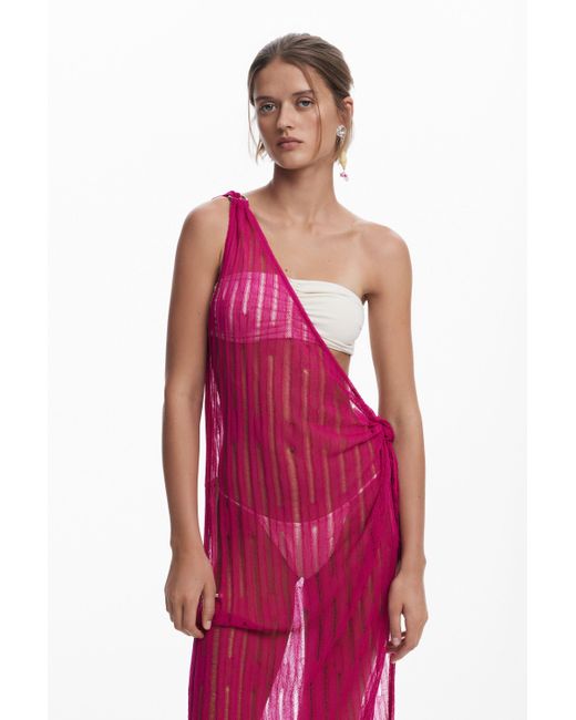 Robe Portefeuille À Épaules Ajourées Desigual en coloris Red