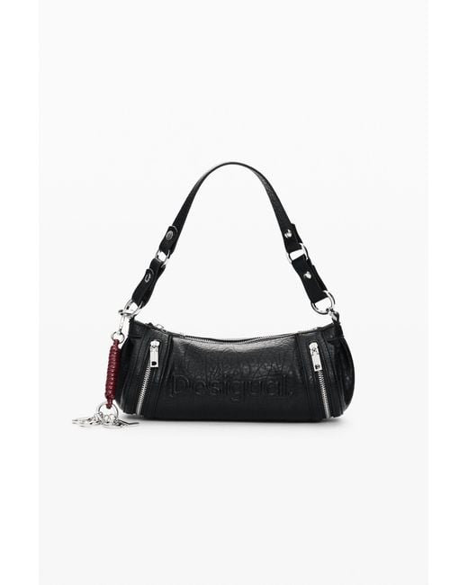 Desigual Black Medium Faux Leather Bag, Polyurethane