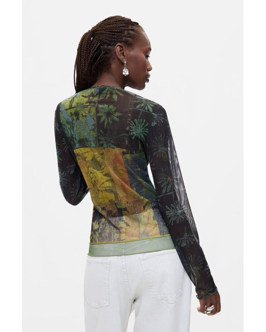 Desigual Black Printed Long-Sleeve T-Shirt, Polyester