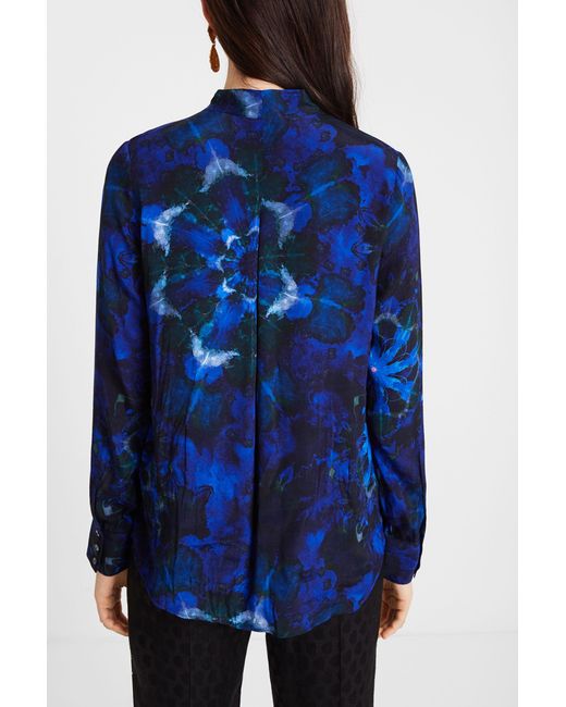 Desigual Blue Blouse Mandalas Tie Dye Print, Viscose