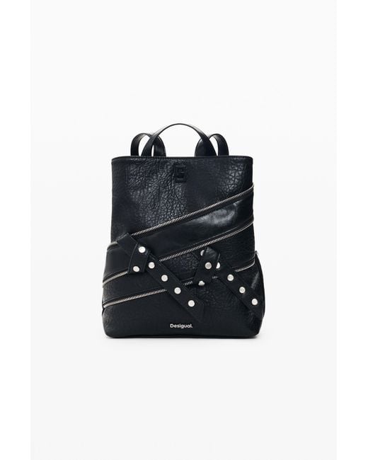 Desigual Black Mini Small Backpack, Polyurethane