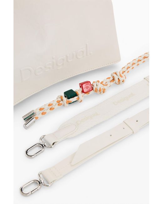Desigual White Medium Charms Bag, Polyurethane