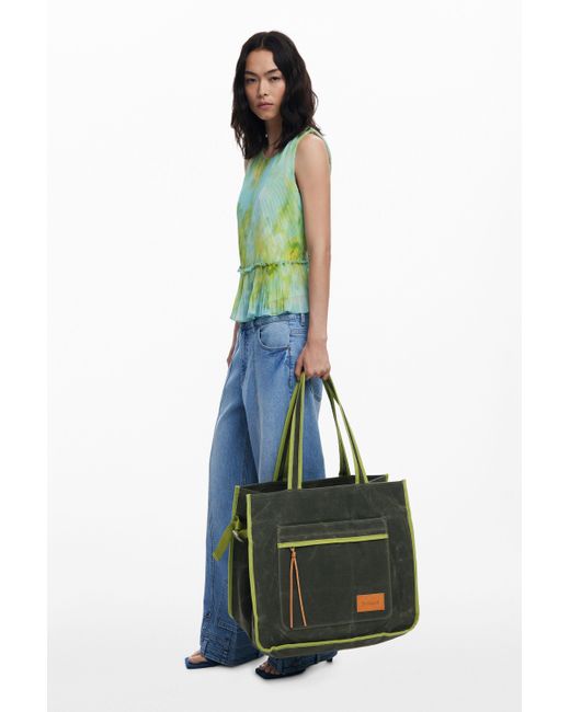 Desigual Green Shopper Bag With Large Pocket