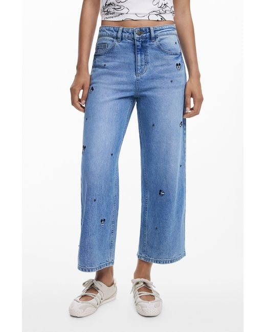 Desigual Blue Mickey Culotte Jeans, Cotton