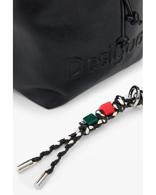 Desigual Black Medium Braided Backpack, Polyurethane