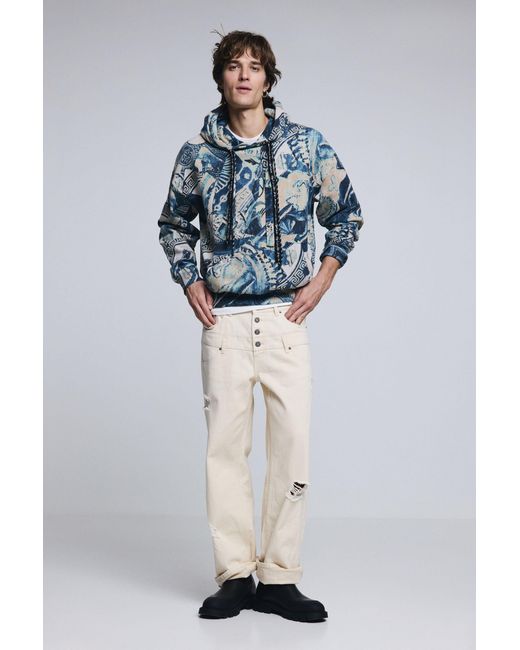 Desigual Blue Mosaic Sweatshirt, Cotton for men