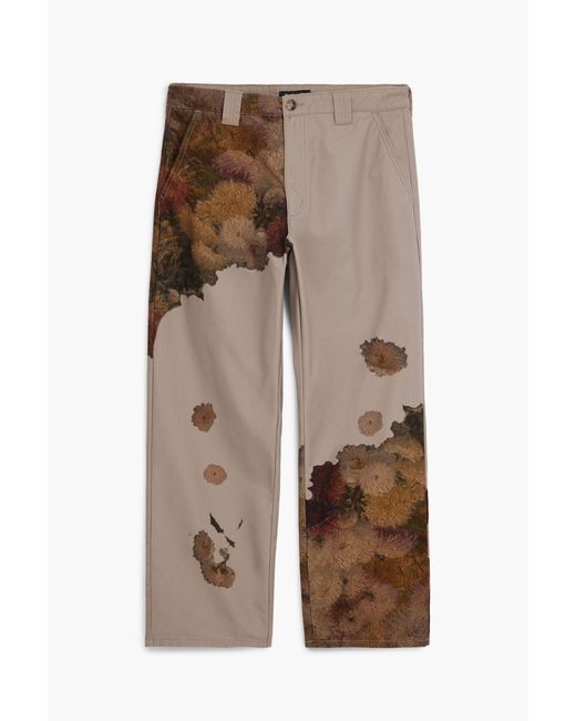 Desigual Brown Floral Print Pants, Cotton for men