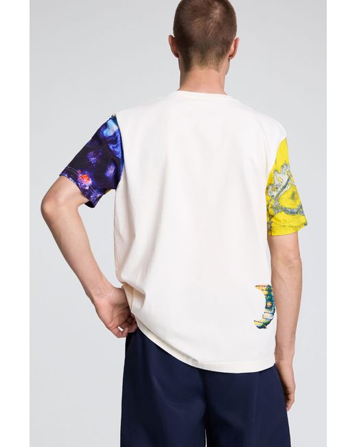 Desigual White Cosmos Print T-Shirt, Cotton for men