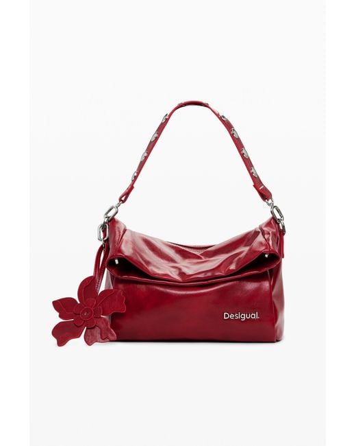 Desigual Red Shiny Flap Bag, Polyurethane