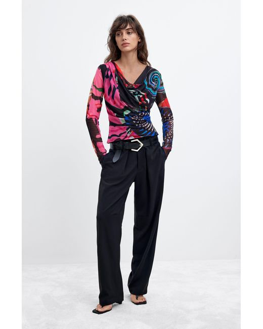 Desigual Multicolor Printed Knit T-Shirt M. C. Lacroix, Polyester