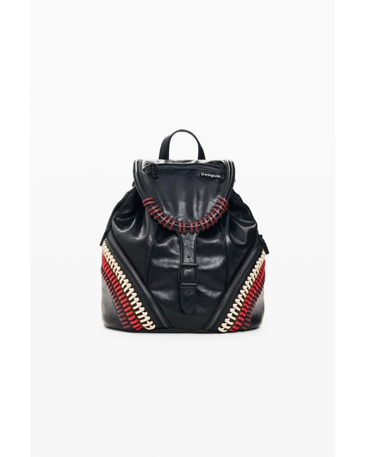 Desigual Black Small Embroidered Backpack, Polyurethane