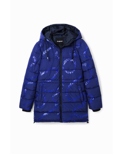 Long Manteau Matelassé Texte Desigual en coloris Blue