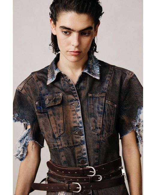 Desigual Brown Denim Studio Dress, Cotton