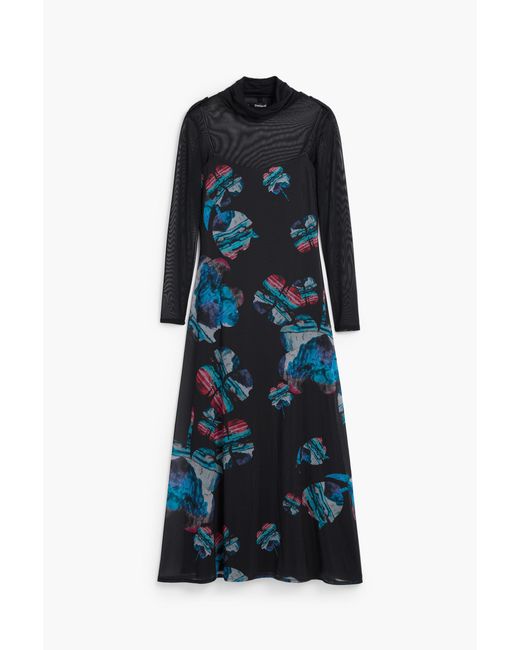 Desigual Blue Dress Designed By Mr. Christian Lacroix, Polyester