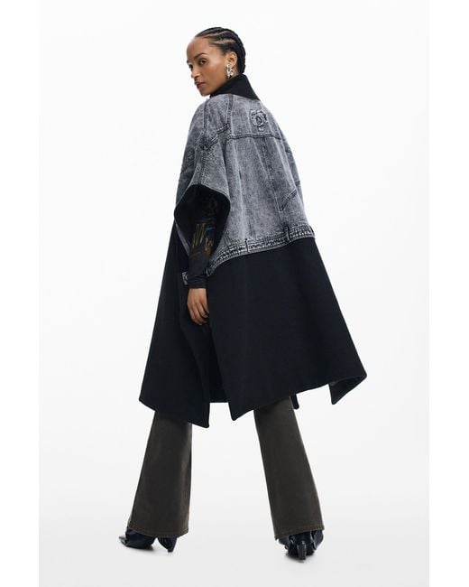 Desigual Blue Hybrid Denim Poncho