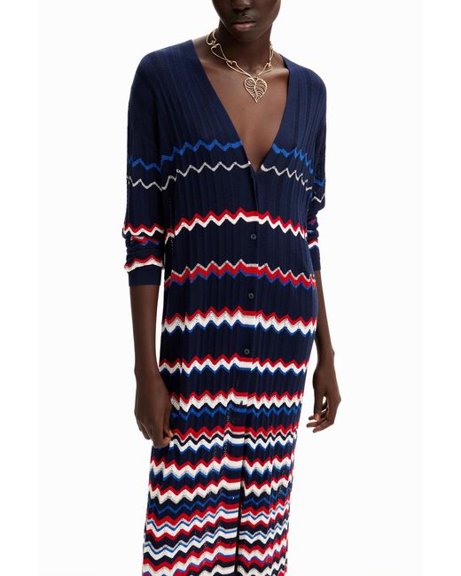Desigual Blue Wave Midi Jacket, Viscose