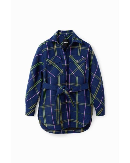 Desigual Blue Plaid Overshirt Jacket