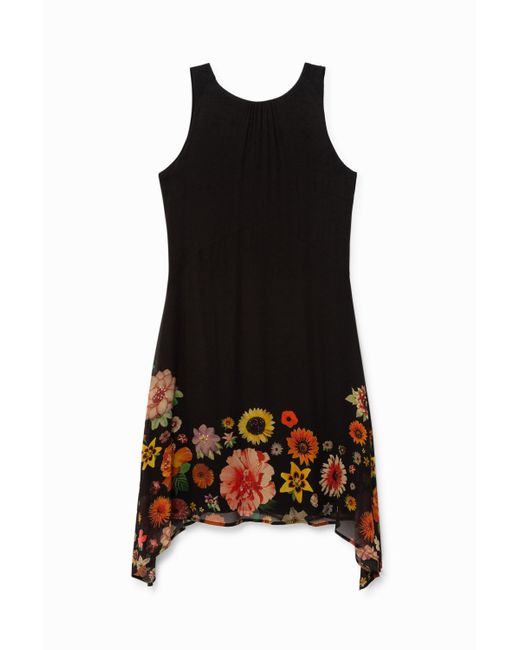 Desigual Black Geblümtes, Ärmelloses Kleid