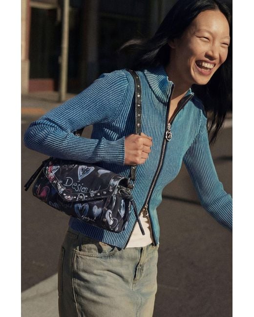 Desigual Blue Medium Graffiti Bag, Cotton