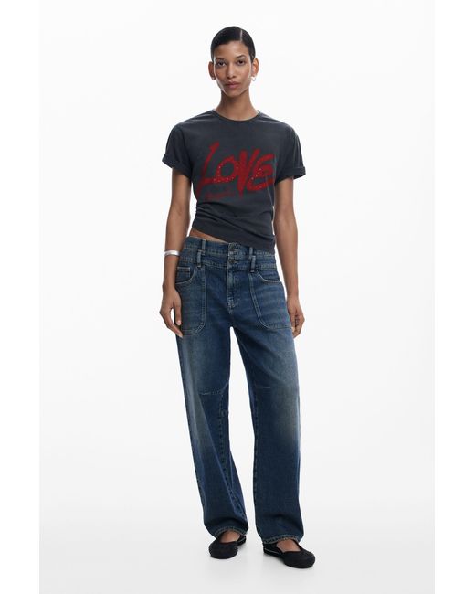 Desigual Blue "Love" T-Shirt, Cotton