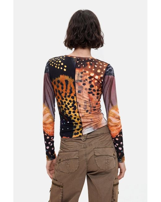 Desigual Multicolor Printed Long Sleeve T-Shirt, Viscose