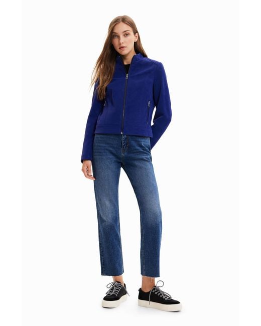 Desigual Blue Suede-Effect Jacket, Polyurethane