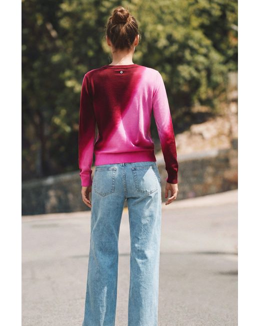 Desigual Red Fine Knit Gradient Sweater