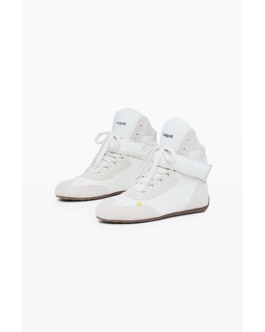 Desigual White Leather Sneaker, Cow Leather