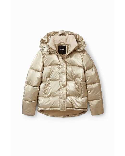 Desigual Natural Metallic Padded Jacket, Polyamide