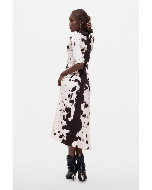 Desigual White Printed Dress, Viscose